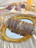 Lilac Kundan Bridal Bangles (Both Hands)