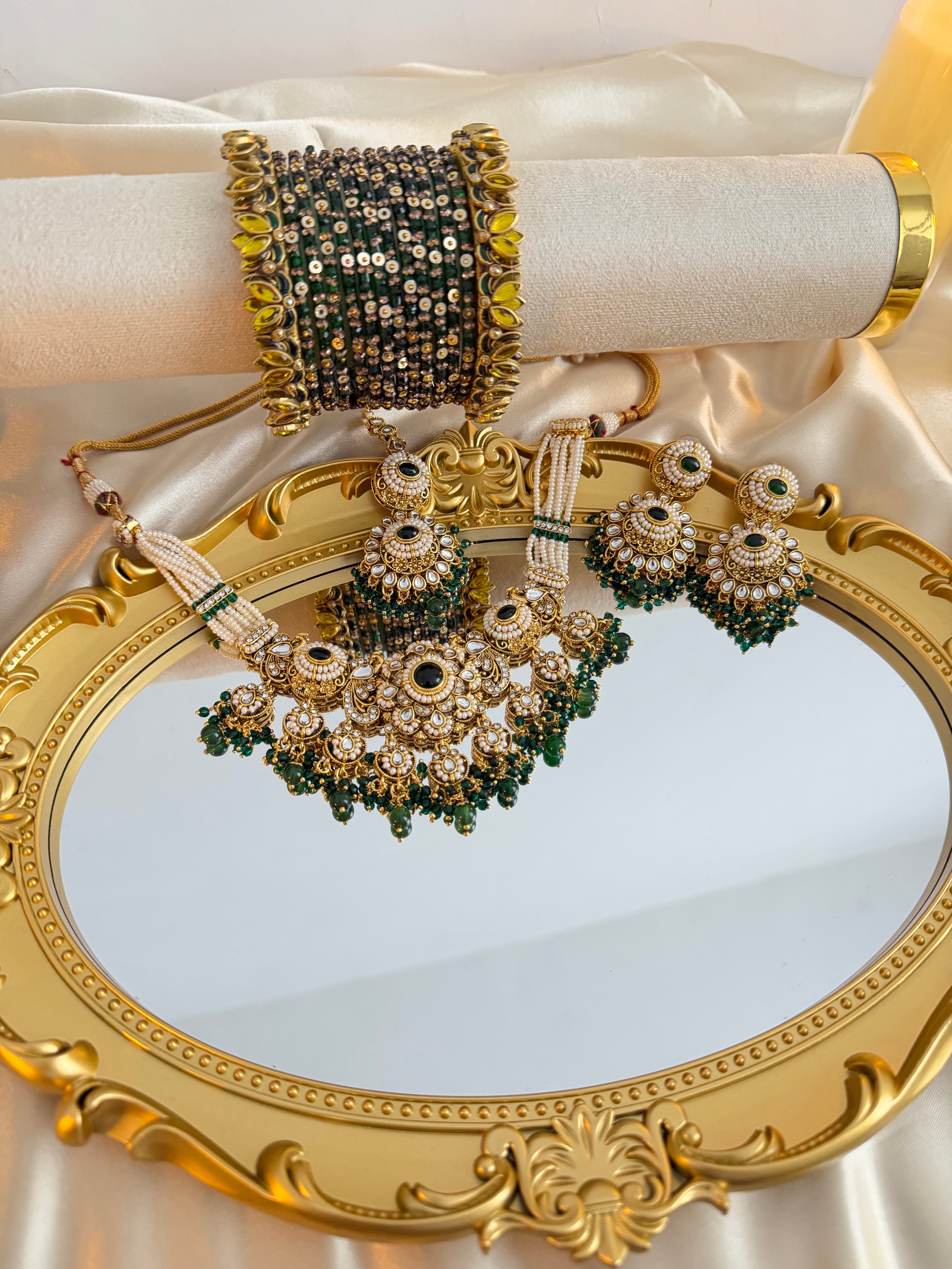 Dark Green Kundan Bridal Jewellery Set