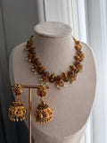 Gold Plated Temple Jewellery Set | Necklace & Jhumka Earrings