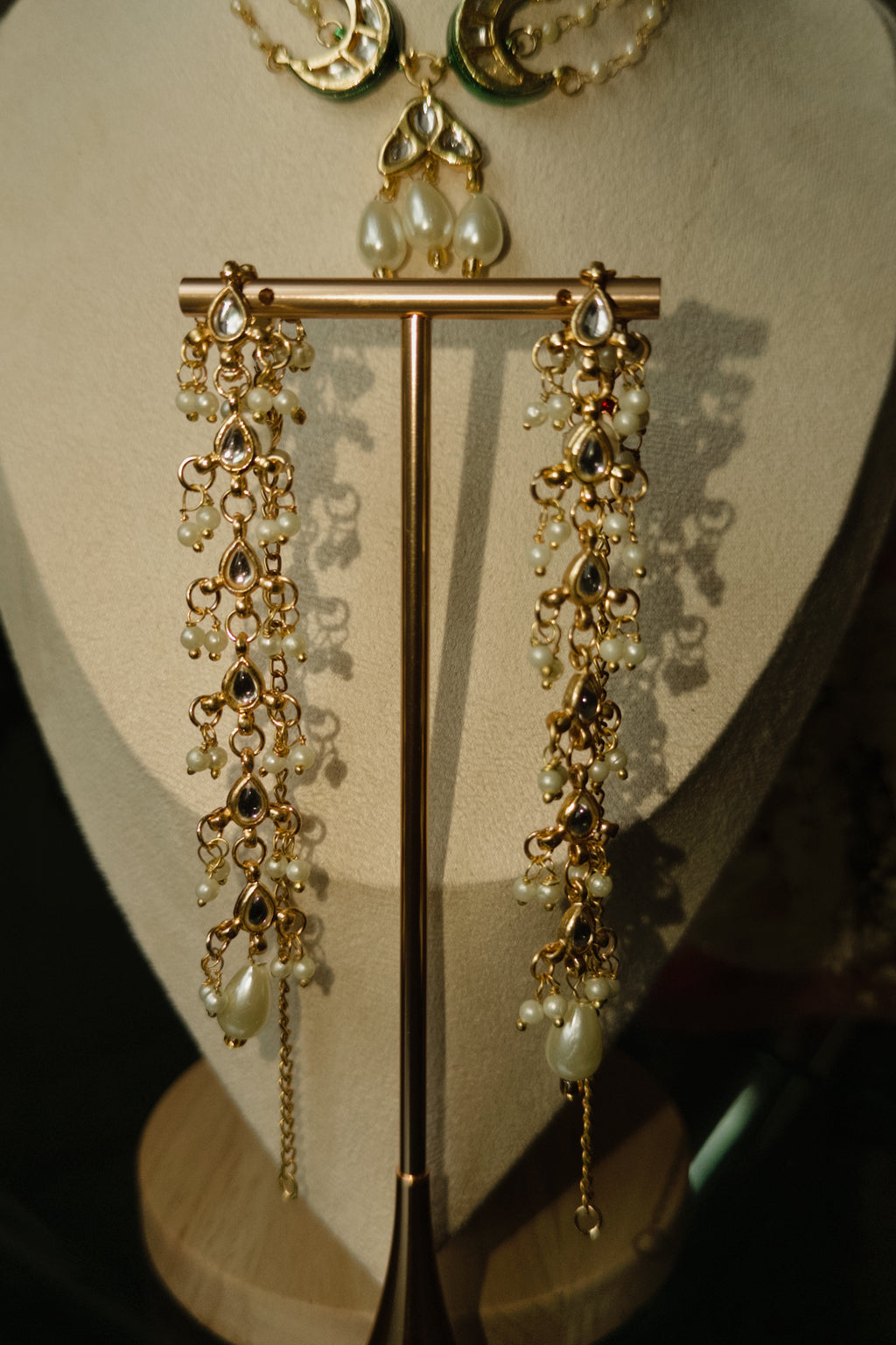 Royal Pearl Kundan Choker Set with Long Earrings