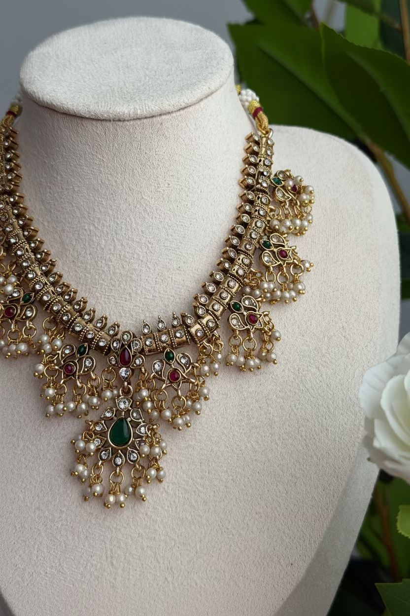 Noor Emerald Kundan Necklace Set