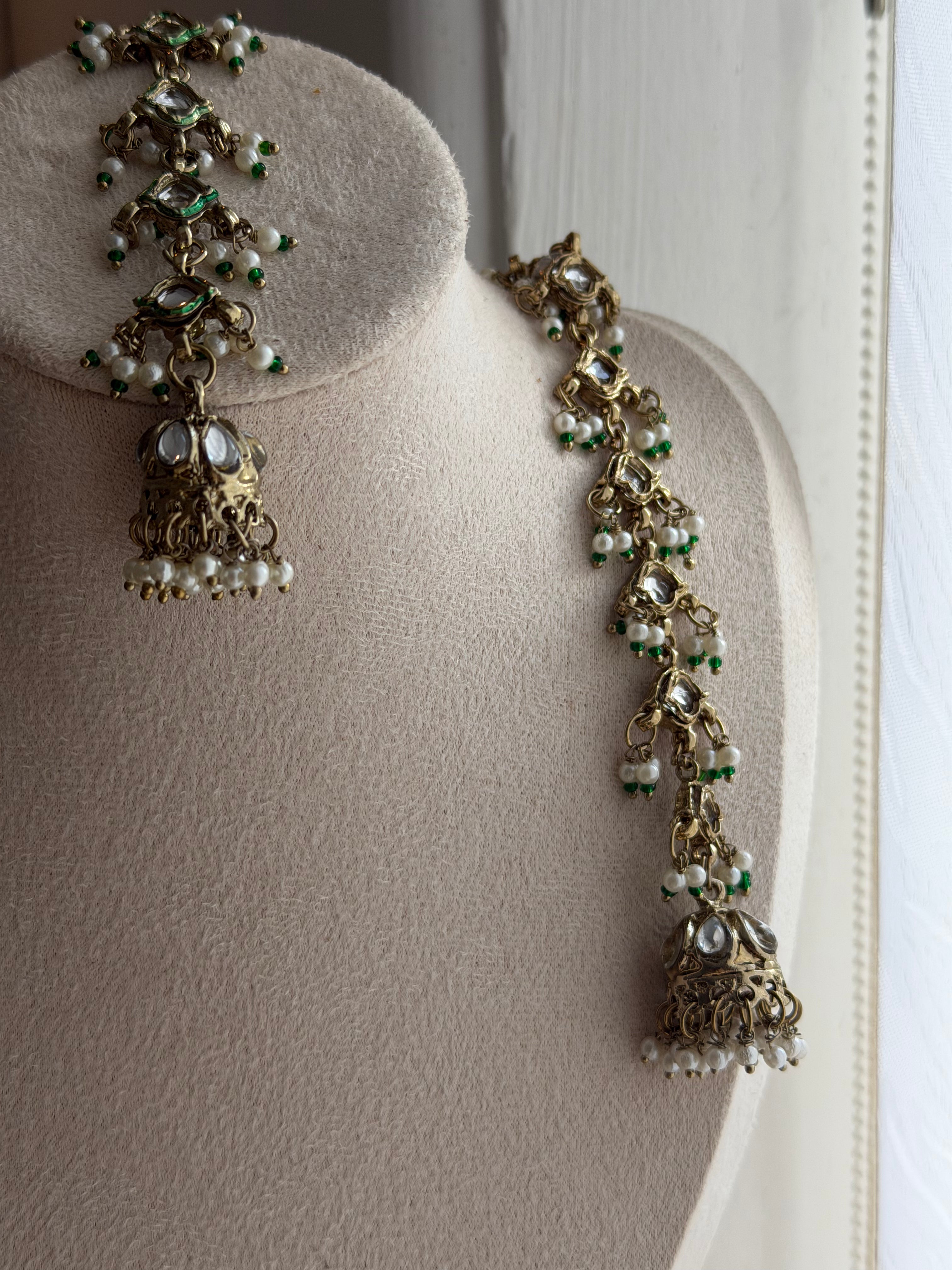 90s Vintage Kundan Jhumka & Tikka Set